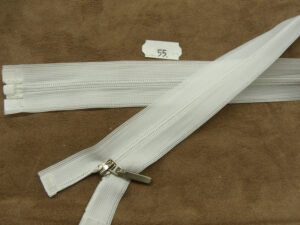 FERMETURE SEPARABLE FINE- 55 cm- BLANCHE A TIRETTE