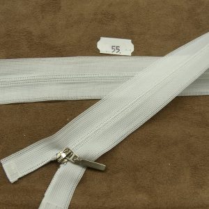 FERMETURE SEPARABLE FINE- 55 cm- BLANCHE A TIRETTE