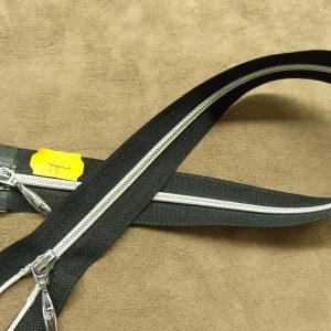 FERMETURE SEPARABLE- DOUBLE CURSEUR-40 cm- NOIR & BLANC- A TIRETTE