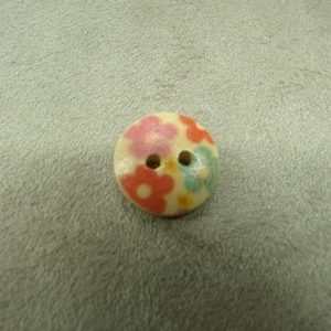 BOUTON DECORATIFS ENFANTS A TROU EN BOIS PEINT-MULTICOLORE