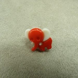 BOUTON DECORATIFS ENFANTS-MOTIF: PETIT ELEPHANT -ROUGE & BLANC