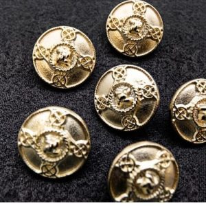 Bouton à queue métal doré méduse ciselé 20 mm – lot de 6