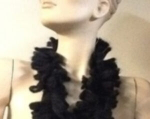 RUBAN BOUCLETTES MOHAIR NOIR largeur environ 10 cm