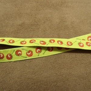 RUBAN FANTAISIE- 1 cm- GALON CHERRY- JAUNE - VERT - ROUGE