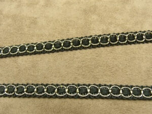 RUBAN FANTAISIE-1 cm- NOIR anthracite OR