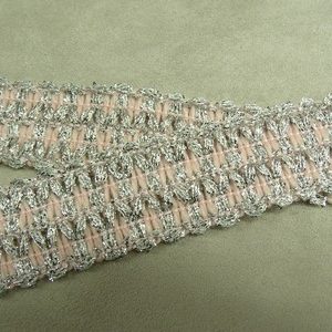 RUBAN FANTAISIE-3 cm- ROSE GARNIT LUREX ARGENT