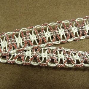 RUBAN FANTAISIE- 3 cm- ROUGE & BORDEAUX- LUREX ARGENT