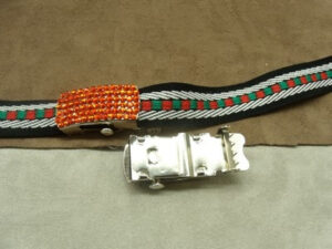 BOUCLE POUR CEINTURE ARGENT -5 cm /2 cm - STRASS ROUGE
