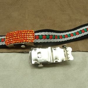 BOUCLE POUR CEINTURE ARGENT -5 cm /2 cm - STRASS ROUGE