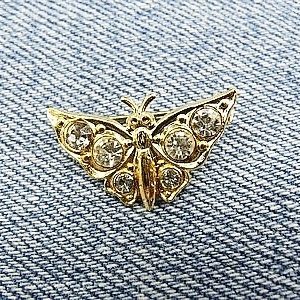 BROCHE METAL Strass doré