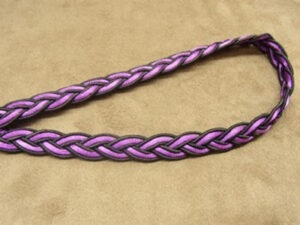 RUBAN FANTAISIE tressé- Fond noir & VIOLET
