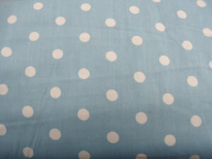 tissu coton imprimé à pois- bleu ciel à pois blanc