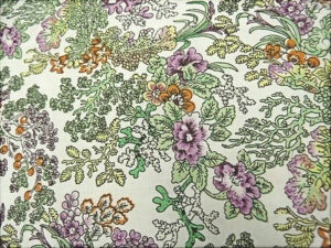 tissu coton imprimé arbre fleuri blanc & vert