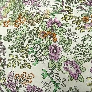 tissu coton imprimé arbre fleuri blanc & vert