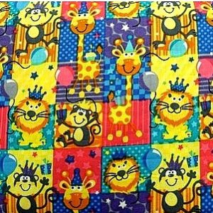 tissu coton imprimé animaux lion multicolore