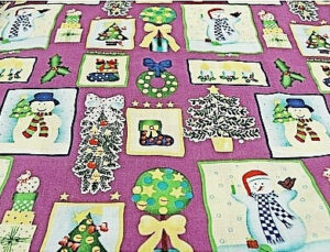 tissu coton imprimé décoration de NOEL violet