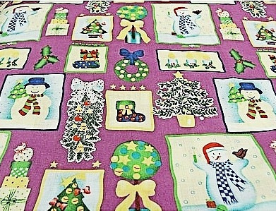 tissu coton imprimé décoration de NOEL violet