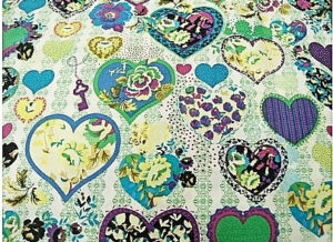 tissu coton imprimé COEUR - MULTICOLORE