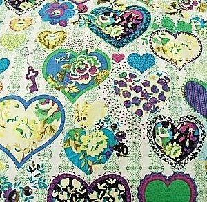 tissu coton imprimé COEUR - MULTICOLORE