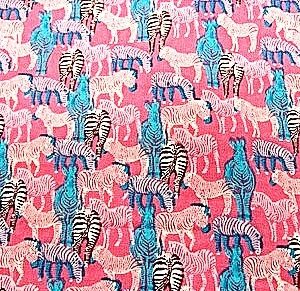 tissu coton imprimé -ZÈBRE bleu et fuschia