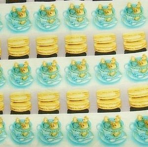 tissu coton imprimé ourson bleu et jaune