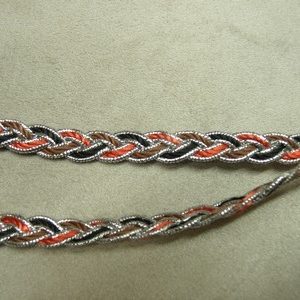 RUBAN FANTAISIE 1 cm- ROUGE bleu et argent lurex