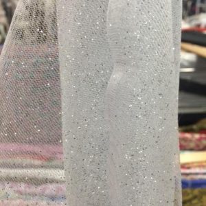 TULLE BLANC PAILLETÉ ARGENTE VAPOREUX