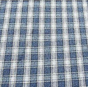 tissus coton imprimé- 160 cm- motif carreau bleu et blanc