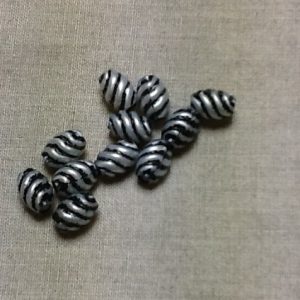 perle acrylique ovale spirale- (argent/noir)