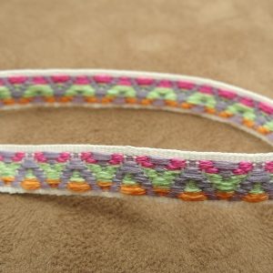ruban fantaisie vert et orange 1.2 cm