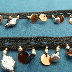 ruban fantaisie avec perle argent et sequin cuivré