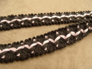 RUBAN FANTAISIE LAINAGE marron et rose