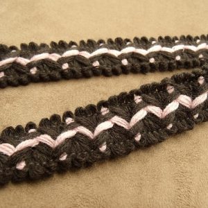 RUBAN FANTAISIE LAINAGE marron et rose