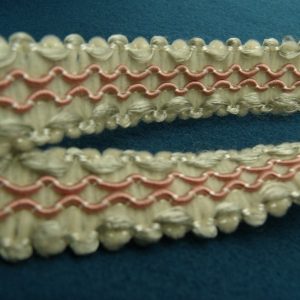 ruban fantaisie vert rose et beige clair