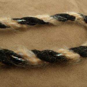 ruban fantaisie beige foncé et noir cordon lainage