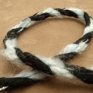 ruban fantaisie bleu noir cordon lainage