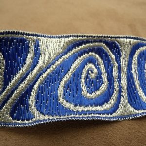 ruban fantaisie bleu lurex argent