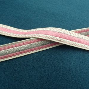 ruban fantaisie rose lurex argent