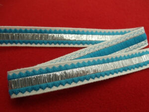 ruban fantaisie bleu turquoise lurex argent