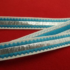 ruban fantaisie bleu turquoise lurex argent