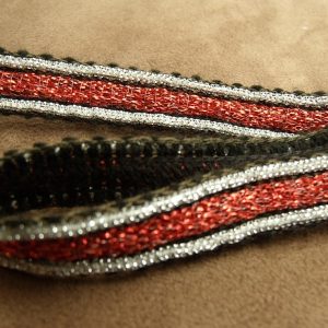 ruban fantaisie lurex rouge et argent