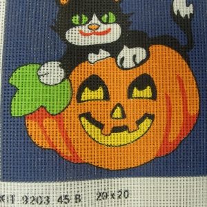 canevas motif HALLOWEEN CITROUILLE 20X20 cm