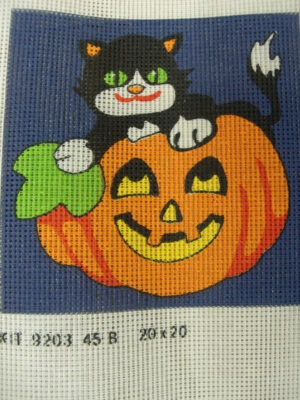 canevas motif HALLOWEEN CITROUILLE 20X20 cm