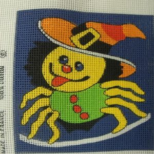 canevas motif HALLOWEEN ARAIGNEE - 20X20 cm