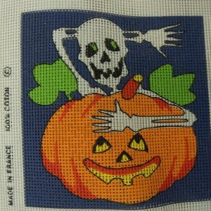 canevas motif HALLOWEEN TETE DE MORT - 20X20 cm