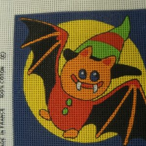 canevas motif HALLOWEEN CHAUVE SOURIS 20X20 cm