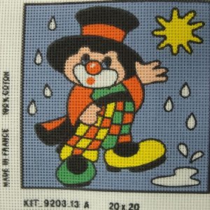 canevas motif CLOWN SOLEIL 20x20 cm