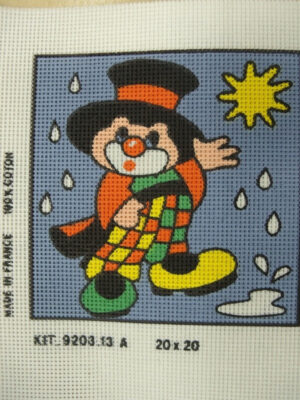 canevas motif CLOWN SOLEIL 20x20 cm
