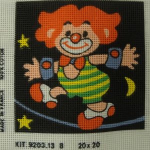 canevas motif CLOWN ETOILE JAUNE 20x20 cm