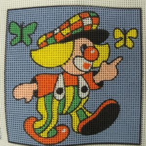 canevas motif CLOWN PAPILLON 20x20 cm